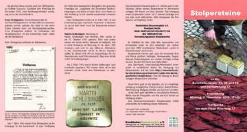 Faltblatt zur Einweihung von Stolpersteinen 2015